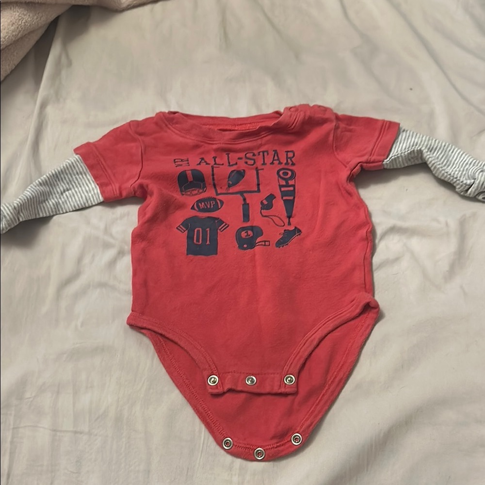5 for $10 ❤️ Carter's Red All-Star Bodysuit with Gray Stripes